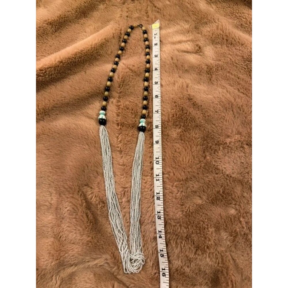 Vintage Multi-Strand Boho Seed Bead Statement Necklace - Earthy Neutrals